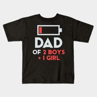 Dad of 2 Boys 1 Girl Fathers Day Kids T-Shirt